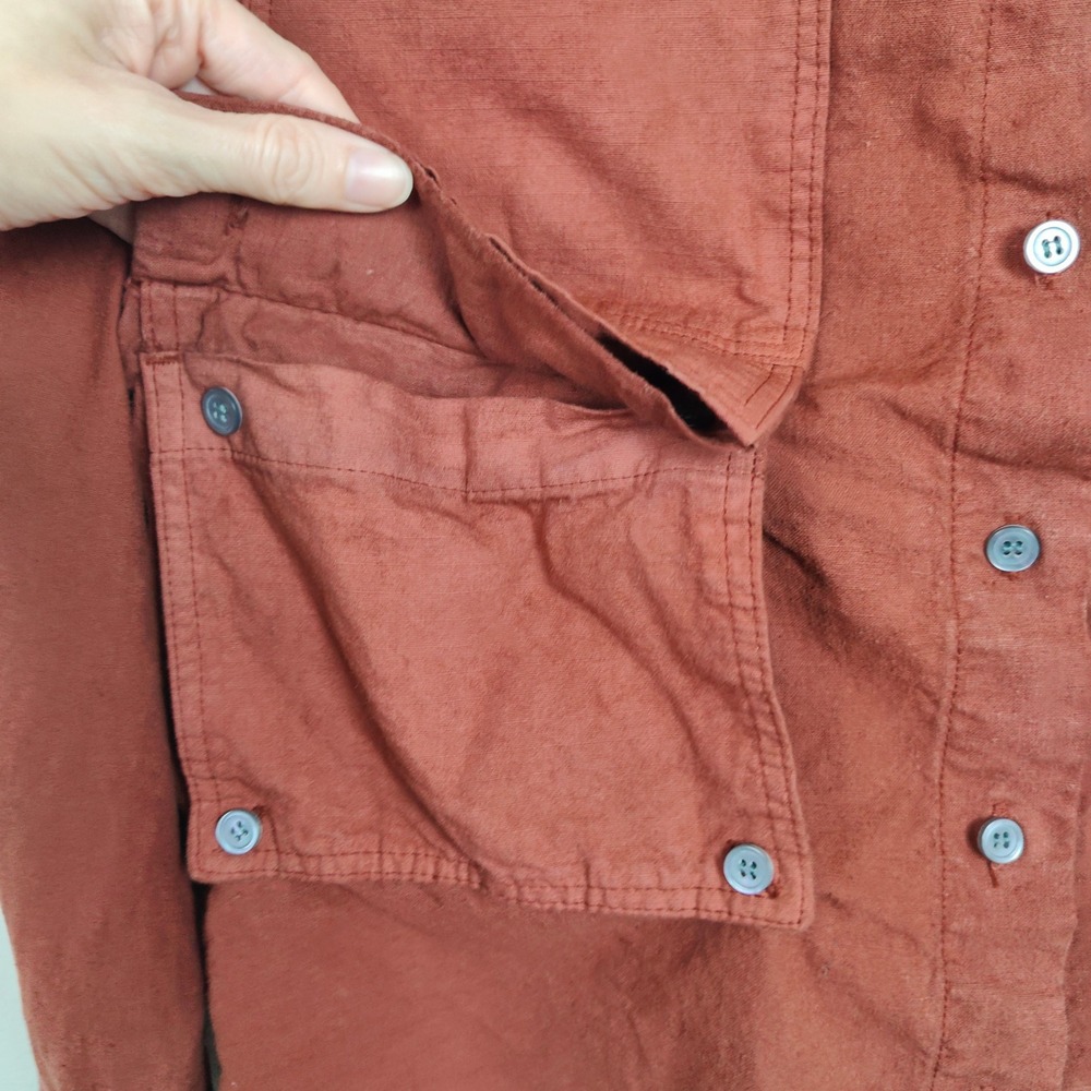 Seeker Trek Shirt Womens XXS Rust‎ Orange Organic Hemp Cotton Button Up Utility - Picture 5 of 8